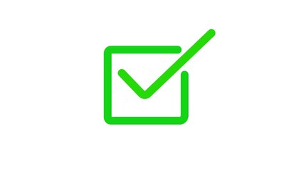 Poster - Green Check Mark Symbol Animation On White Background Acceptance Concept