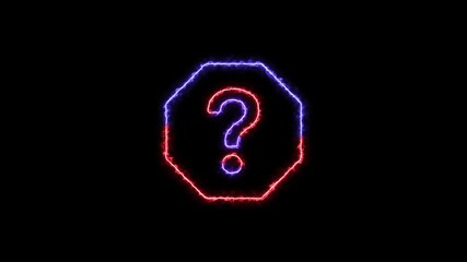 Poster - Neon Question Mark With An Octagon Border Animation On Black Background