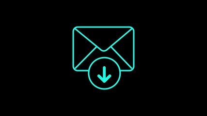 Poster - Email Download Notification Concept Animation Of Message Delivery With Arrow On Black Background