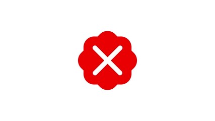 Poster - Red Delete Icon Animation On White Background Symbolizing Error Removal Cancellation