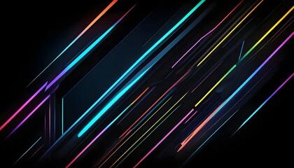 Aufkleber - Abstract dark background with colorful diagonal lines and geometric shapes in a modern design