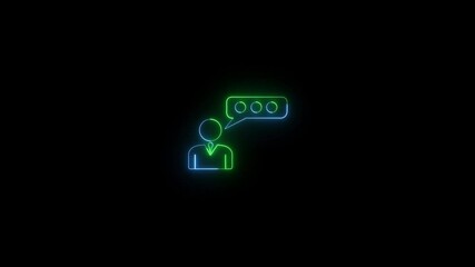 Poster - Neon Outline Of Person With Speech Bubble