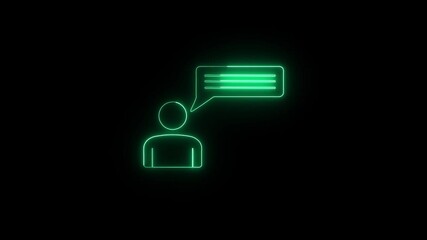 Poster - Glowing Neon Person Chatting icon.A glowing neon person chatting icon shines with energy. The neon icon symbolizes vibrant communication.