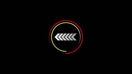 Poster - Arrows Circle Graphic Animation On Black Background. Arrow loop animation guides with smooth movement. The directional or navigator arrow pointer shows the way.