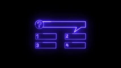 Poster - Neon Quiz Selection Interface Animation. Neon quiz selection interface glows with vibrant colors. The interface offers an engaging, interactive quiz experience.