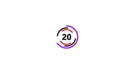 Poster - Twenty Second Countdown Clock Animation On White Background