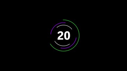 Poster - Twenty Second Countdown Timer Animation On Black Background