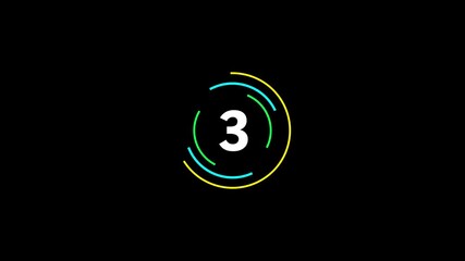 Poster - Countdown Timer Three Colorful Lines On Black Background