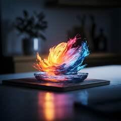 Poster - a vibrant artistic depiction of light and water mixing. use this image as a stunning wallpaper for d