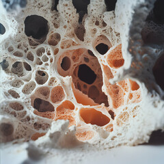 Leinwandbilder - Macro view of porous organic structure. Looks like bone or sponge. Could be used in design for texture inspiration or scientific visualization.