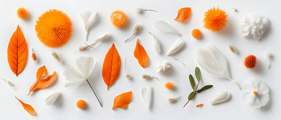 Poster - A beautiful floral arrangement with orange and white elements. Suitable for wallpaper or background design. Perfect for a minimalist aesthetic.