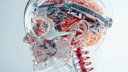 Poster - This image showcases a futuristic concept of a brain-computer interface. It suggests applications in enhancing cognitive abilities or treating neurological conditions.