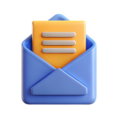 Poster - Blue envelope with message icon in yellow and gray high quality 3d rendering icon design element