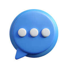 Poster - Blue speech bubble with ellipsis high quality 3d rendering icon communication social media network platform dialog chat sign
