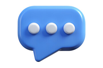 Poster - Blue speech bubble with loading dots waiting for response high quality 3d rendering icon