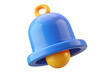 © SM - High quality 3d rendering icon blue and yellow notification bell on background a social media alert symbol for ui design