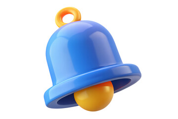 Poster - High quality 3d rendering icon blue and yellow notification bell on background a social media alert symbol for ui design