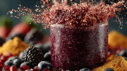 Poster - Delicious vibrant smoothie with fresh berries and a healthy splash of ingredients.