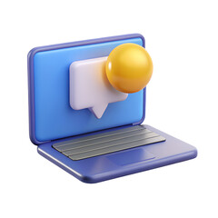 Poster - High quality 3d rendering icon laptop displaying a new message with notification alert on a screen symbolizing communication and reminder