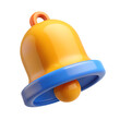 © SM - High quality 3d rendering icon of a notification bell in yellow and blue colors on a background
