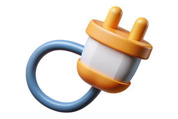 Poster - High quality 3d rendering icon of a power plug with a blue cord on a background