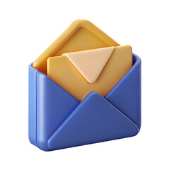 Poster - High quality 3d rendering icon showcasing an open email envelope containing a message isolated on background for digital communication concepts