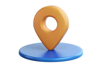 Poster - Location pin on platform high quality 3d rendering icon indicating destination and navigation aid for map applications