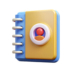 Poster - Stylish blue and yellow contact book high quality 3d rendering icon representing information and organization