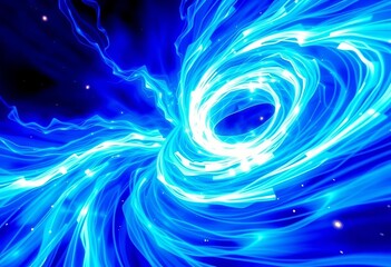 Wall Mural - Intense cobalt blue energy vortex swirling, ethereal glow, Sci-fi, warp