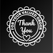 © difre - Minimalist Black and White Thank You Graphic Design with Heart Motif