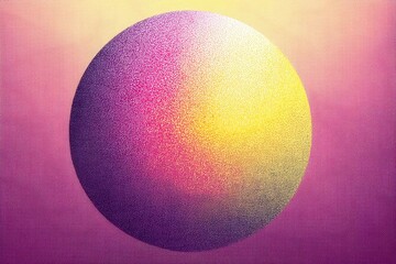 Poster - Grainy abstract gradient sphere circle in vibrant purple, pink, and yellow for aesthetic projects and innovative design inspiration
