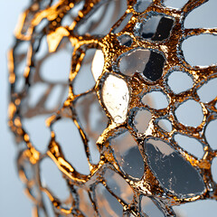 Fototapete - Abstract structure with organic forms and metallic textures. Suggests futuristic design a sculpture or architectural detail.