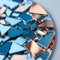 Leinwandbilder - Abstract image showcasing mosaic art with shattered mirror pieces in cool and warm hues. Perfect for decorative designs posters or website backgrounds.