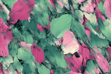 Poster - Vibrant textured backdrop with green and pink hues, unique abstract noise design for posters, banners, and wallpaper, ideal for modern creative projects and stylish aesthetics