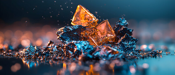 Poster - Abstract macro image of liquid crystal-like shapes. Ideal for digital art visualizations. Use as a background in web design or gaming.