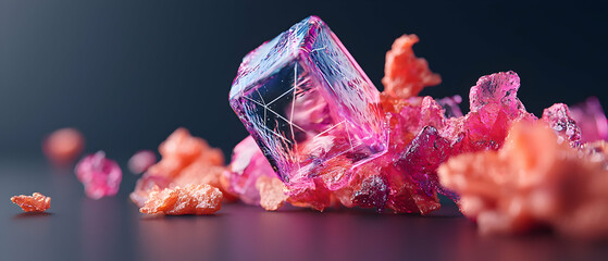 Poster - This image depicts vibrant crystalline structures. It could be used for scientific illustrations educational content or abstract art compositions.