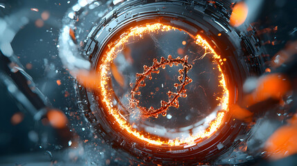 Poster - A futuristic abstract artwork depicting an illuminated structure with a glowing core. Suggesting energy transformation or molecular processes. Ideal for sci-fi concepts.