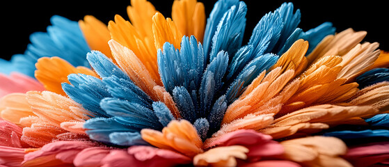 Poster - A macro shot of a vibrant multi-colored flower. Ideal for decorative prints or backgrounds for digital designs and artistic projects.