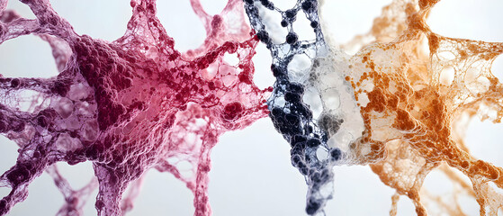 Fototapete - Abstract microscopic cellular structure. Great for scientific visualizations educational materials or medical presentations. Illustrates biological connections and tissue formations.