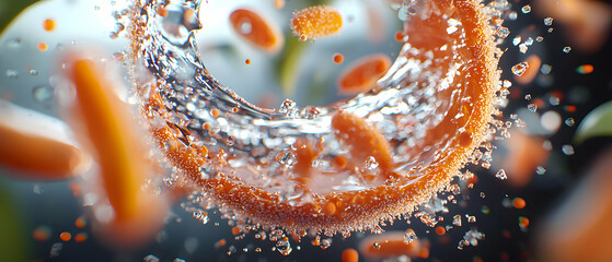 Poster - an artistic macro shot of fruit immersed in water. the focus highlights water droplets and vibrant f