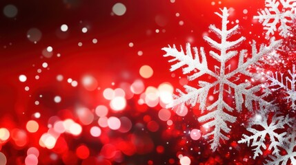 Poster - festive winter season background with shimmering snowflakes and