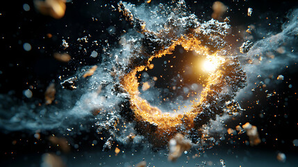 Poster - abstract depiction of a cosmic event or explosion. suitable for science fiction covers or space-them