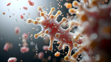 Poster - this image depicts a close-up of a biological structure possibly a virus or cell. it is suitable for