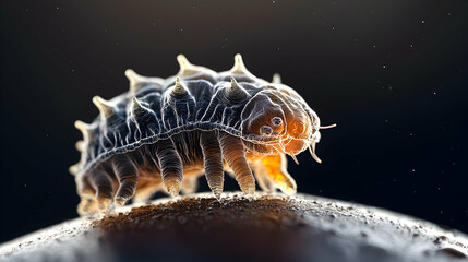 Poster - An incredibly detailed microscopic image of a small insect-like creature. Use it in biology or educational presentations about arthropods or microscopic life forms.