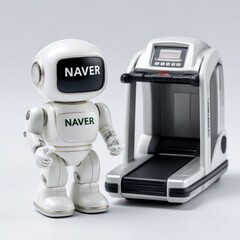 Fototapete - Naver Robot and Treadmill: A Futuristic Vision of Fitness and Technology Integration, with Clean Aesthetic and Minimalist Design