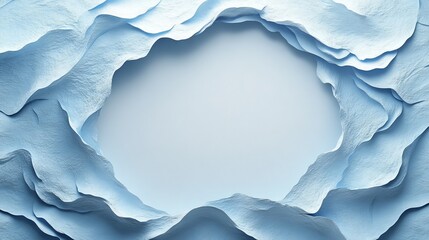 Poster - Abstract Powder Blue Volcanic Formation Circular Frame with Textural Peaks, Creating a Peaceful and Dreamy Atmosphere, Ideal for Creative Projects