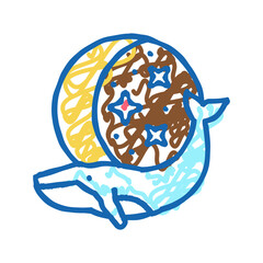 Wall Mural - whale boho icon doodle illustration
