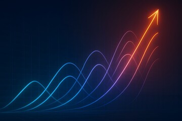 Poster - Abstract Growth Chart with Colorful Lines and Upward Arrow Trend