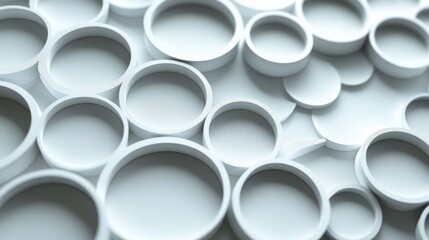 Poster - Arrangement of Circular Shapes with Monochromatic Palette, Creating a Minimalistic and Abstract Architectural Design for a Modern Aesthetic