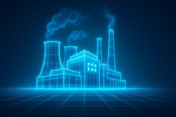 Aufkleber - Futuristic Digital Plant with Neon Glow and Smoke Visualization